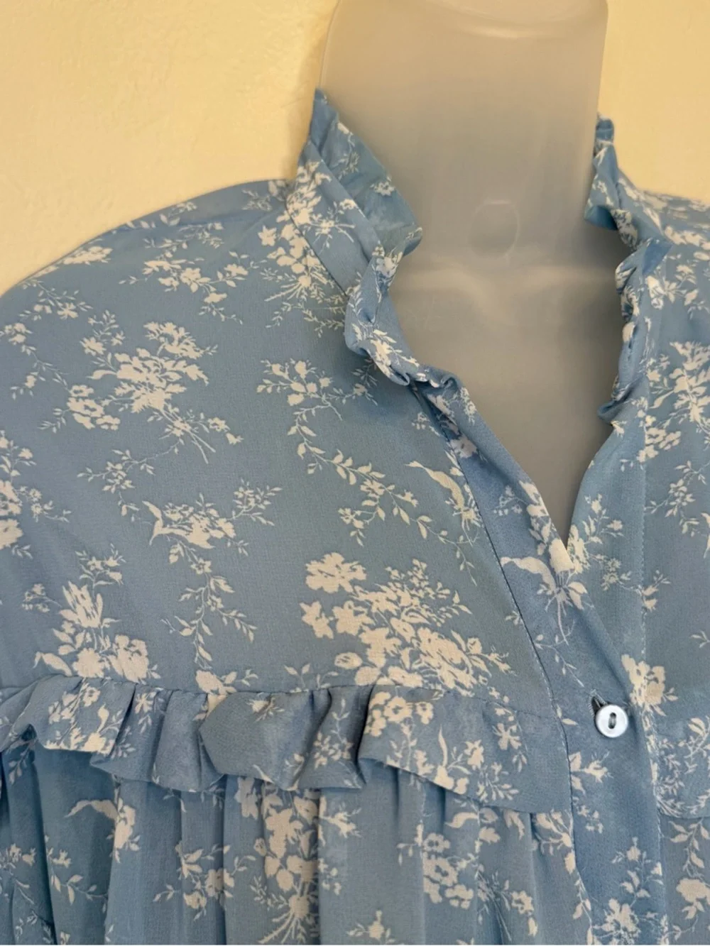 ZARA | Floral Pattern Feminine Ruffled Semi Sheer Breezy Relaxed Blouse - Picture 7 of 15